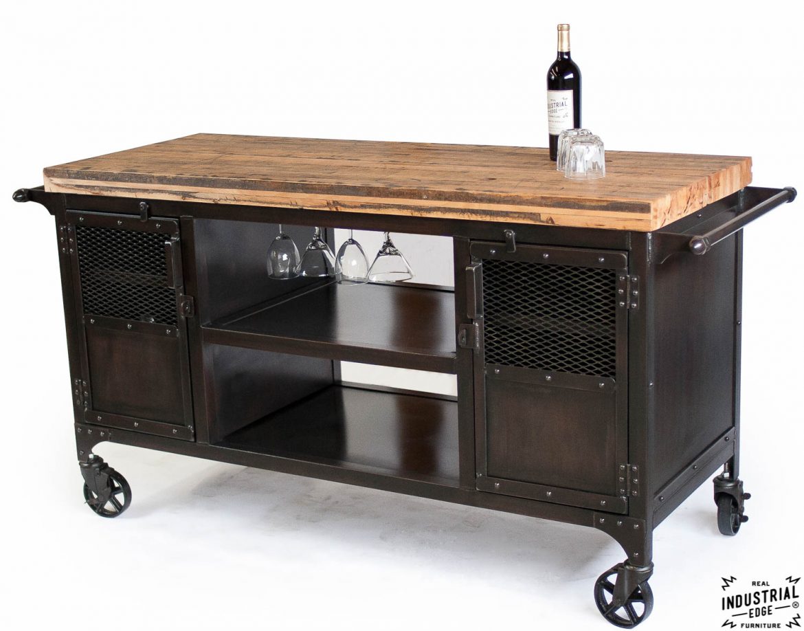 Industrial Mini Bar / Reclaimed Train-Car Floor Top