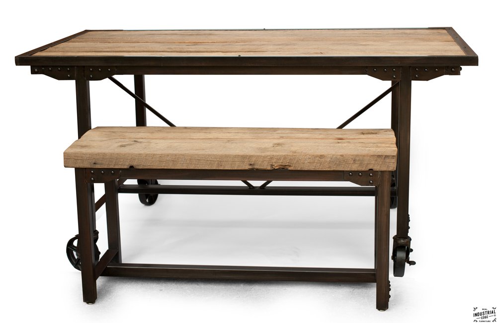 reclaimed kitchen table and bench